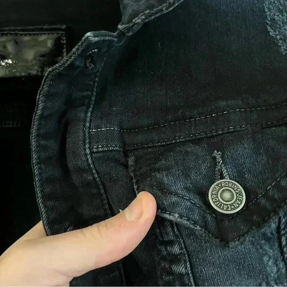 237 Robin’s Jeans Denim Jacket Women’s Size Medium Color Navy Blue/Black - Picture 3 of 6